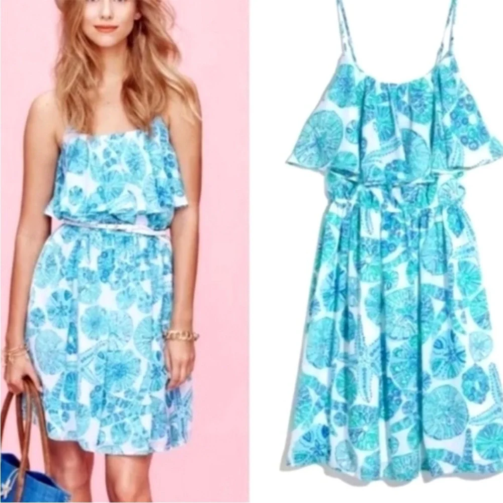 Blue and White Sea Shells Patterned Sundress - Picture 2 of 7